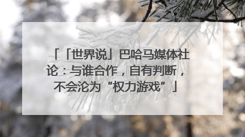「世界说」巴哈马媒体社论：与谁合作，自有判断，不会沦为“权力游戏”