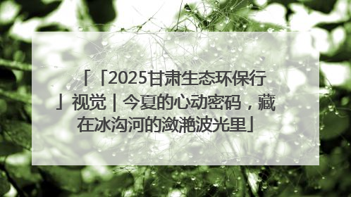「2025甘肃生态环保行」视觉｜今夏的心动密码，藏在冰沟河的潋滟波光里