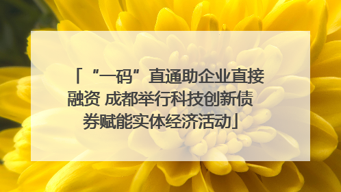 “一码”直通助企业直接融资 成都举行科技创新债券赋能实体经济活动