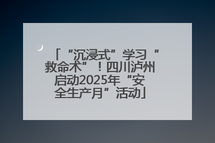 “沉浸式”学习“救命术”！四川泸州启动2025年“安全生产月”活动