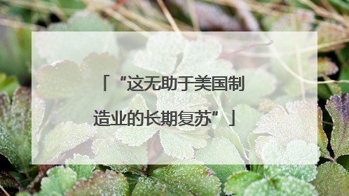 “这无助于美国制造业的长期复苏”