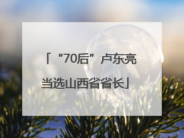 “70后”卢东亮当选山西省省长