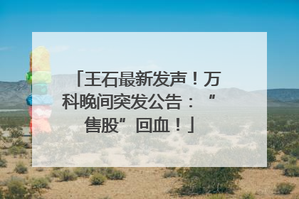 王石最新发声！万科晚间突发公告：“售股”回血！