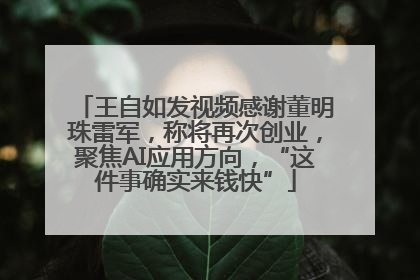 王自如发视频感谢董明珠雷军，称将再次创业，聚焦AI应用方向，“这件事确实来钱快”