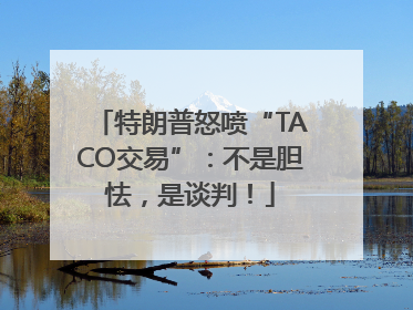特朗普怒喷“TACO交易”：不是胆怯，是谈判！