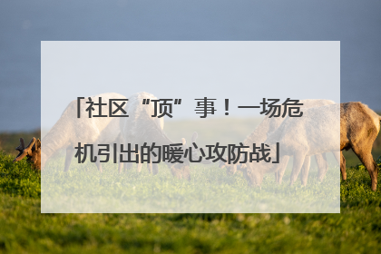 社区“顶”事！一场危机引出的暖心攻防战