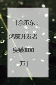 余承东：鸿蒙开发者突破800万