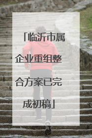 临沂市属企业重组整合方案已完成初稿