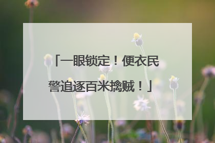 一眼锁定！便衣民警追逐百米擒贼！
