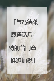 与冯德莱恩通话后 特朗普同意推迟加税