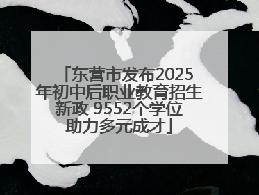 东营市发布2025年初中后职业教育招生新政 9552个学位助力多元成才