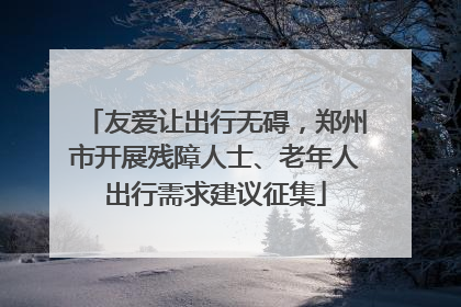友爱让出行无碍，郑州市开展残障人士、老年人出行需求建议征集