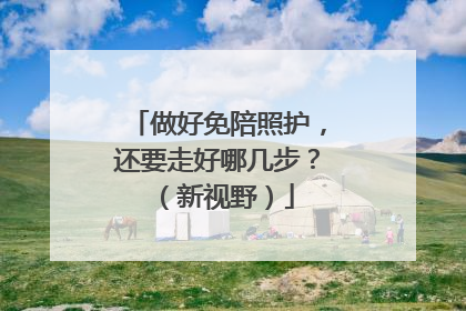 做好免陪照护，还要走好哪几步？（新视野）