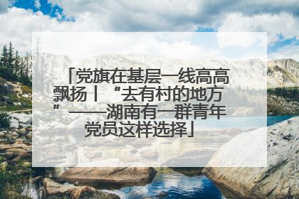 党旗在基层一线高高飘扬丨“去有村的地方”——湖南有一群青年党员这样选择
