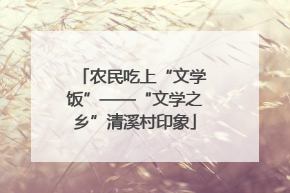 农民吃上“文学饭”——“文学之乡”清溪村印象