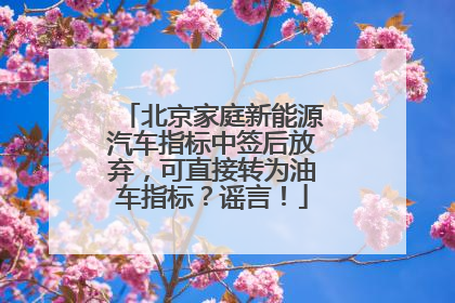 北京家庭新能源汽车指标中签后放弃，可直接转为油车指标？谣言！