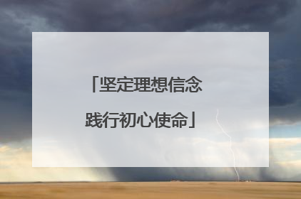 坚定理想信念 践行初心使命