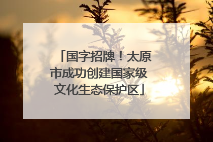 国字招牌！太原市成功创建国家级文化生态保护区