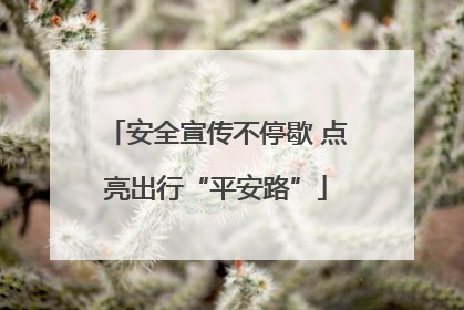 安全宣传不停歇 点亮出行“平安路”