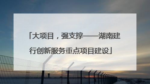 大项目，强支撑——湖南建行创新服务重点项目建设