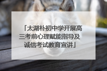 太湖朴初中学开展高三考前心理赋能指导及诚信考试教育宣讲