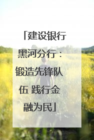 建设银行黑河分行：锻造先锋队伍 践行金融为民