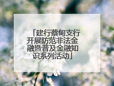 建行蔡甸支行开展防范非法金融暨普及金融知识系列活动