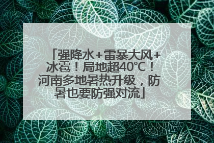 强降水+雷暴大风+冰雹！局地超40℃！河南多地暑热升级，防暑也要防强对流