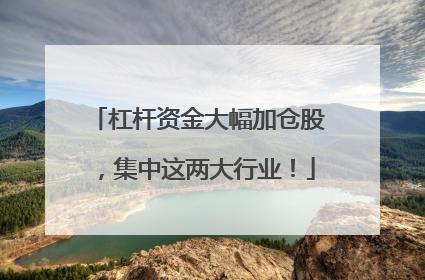 杠杆资金大幅加仓股，集中这两大行业！