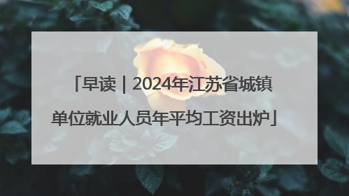 早读｜2024年江苏省城镇单位就业人员年平均工资出炉