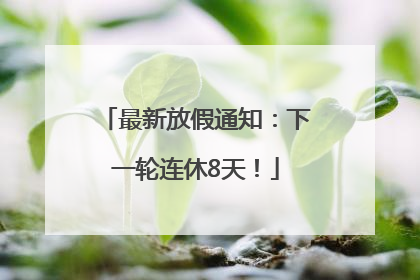 最新放假通知：下一轮连休8天！