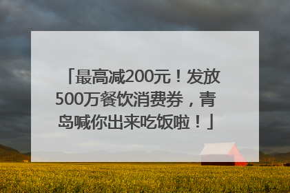 最高减200元！发放500万餐饮消费券，青岛喊你出来吃饭啦！