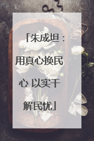 朱成坦：用真心换民心 以实干解民忧