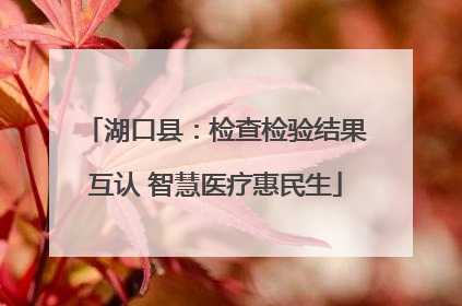 湖口县：检查检验结果互认 智慧医疗惠民生