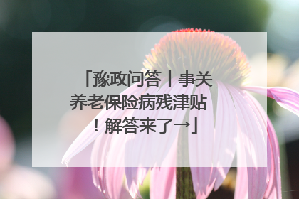 豫政问答丨事关养老保险病残津贴！解答来了→