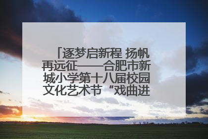 逐梦启新程 扬帆再远征——合肥市新城小学第十八届校园文化艺术节“戏曲进校园专场演出”