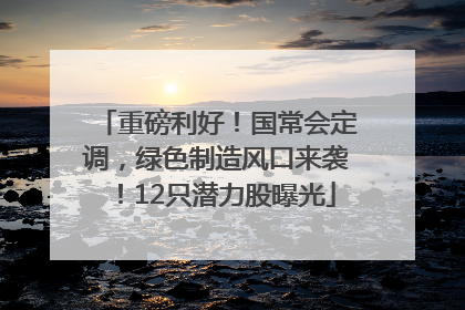 重磅利好！国常会定调，绿色制造风口来袭！12只潜力股曝光