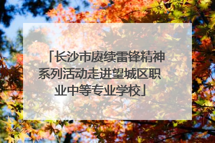 长沙市赓续雷锋精神系列活动走进望城区职业中等专业学校