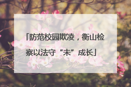 防范校园欺凌，衡山检察以法守“未”成长