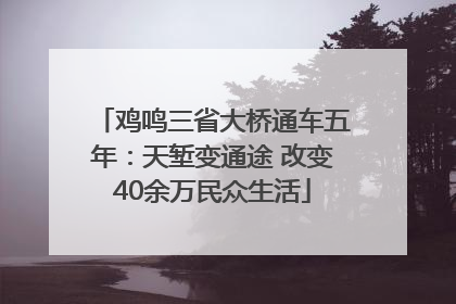 鸡鸣三省大桥通车五年：天堑变通途 改变40余万民众生活
