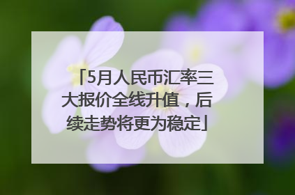 5月人民币汇率三大报价全线升值，后续走势将更为稳定